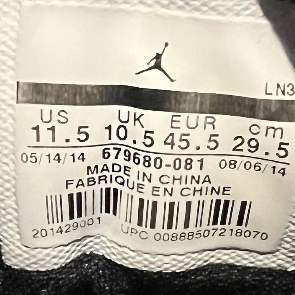 Mens ‘14 AIR JORDAN Flight Remix Black Basketball Shoes / Size 11.5